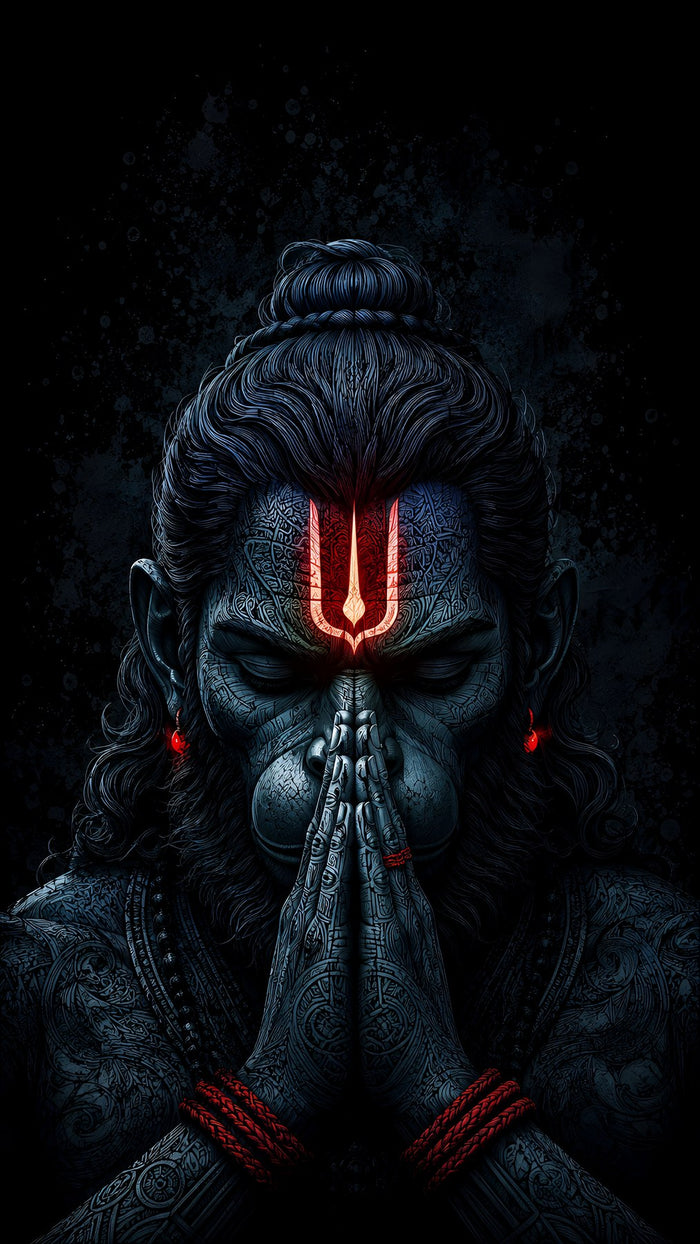 Hanuman Fierce Carved Portrait Metal Poster