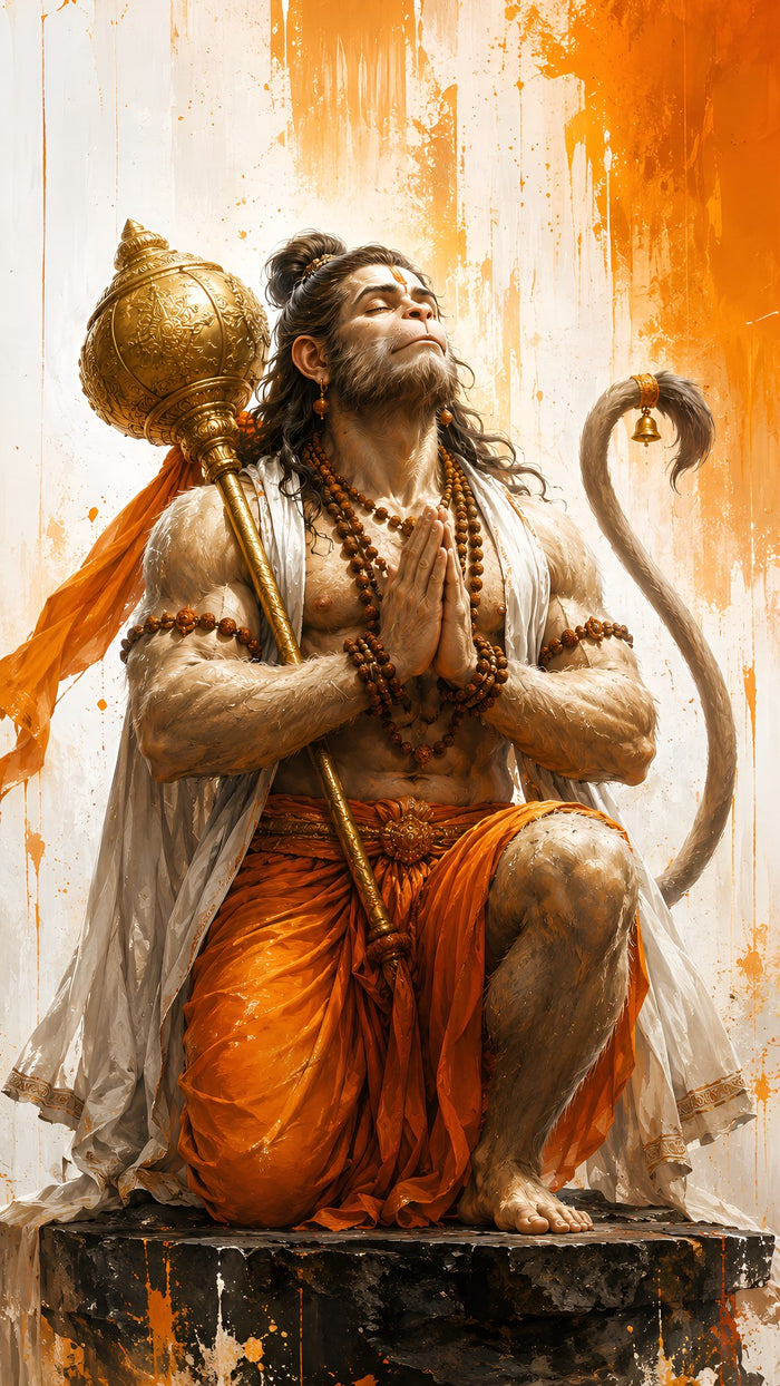 Hanuman Prayer Splash Art Metal Poster