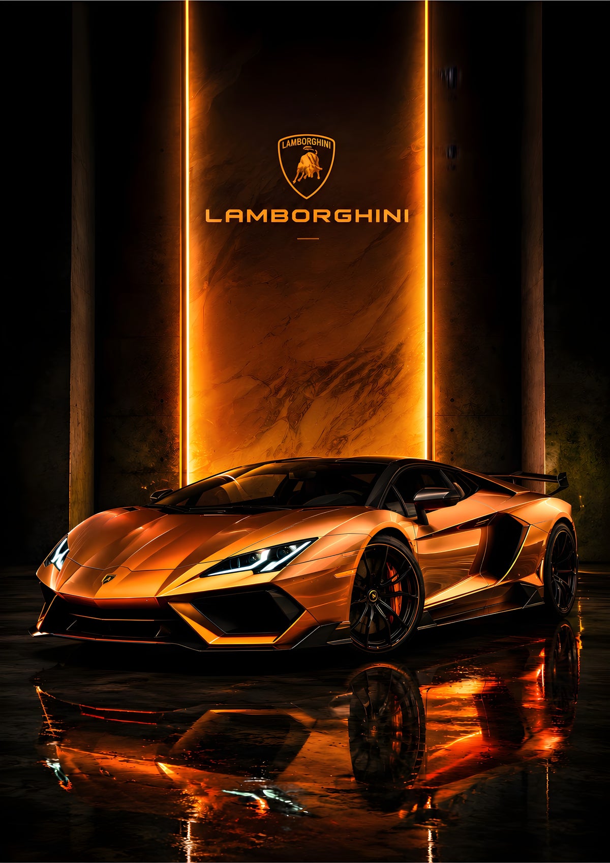 Lamborghini Golden Velocity - Luxury Supercar Wall Art