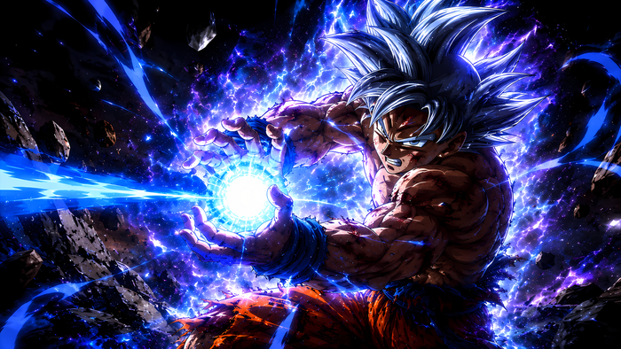 Goku Ultra Instinct – Celestial Energy Blast Metal Wall Art