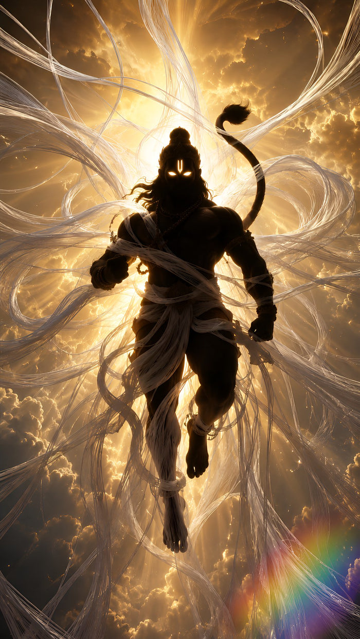 Hanuman Ascending in Golden Light Metal Poster