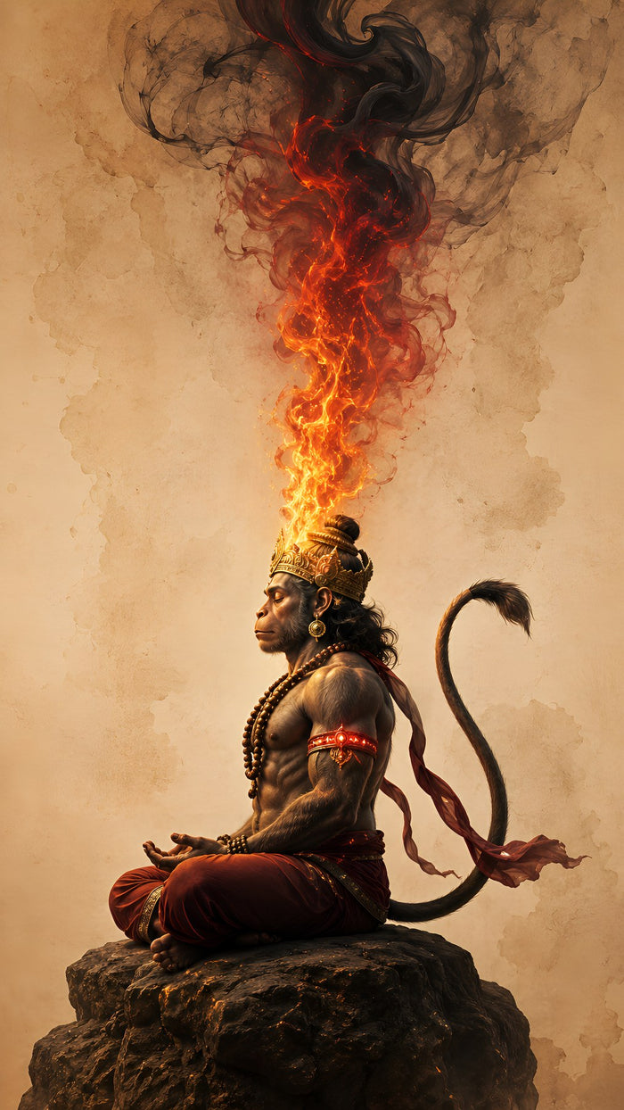 Hanuman Fire Crown Meditation Metal Poster