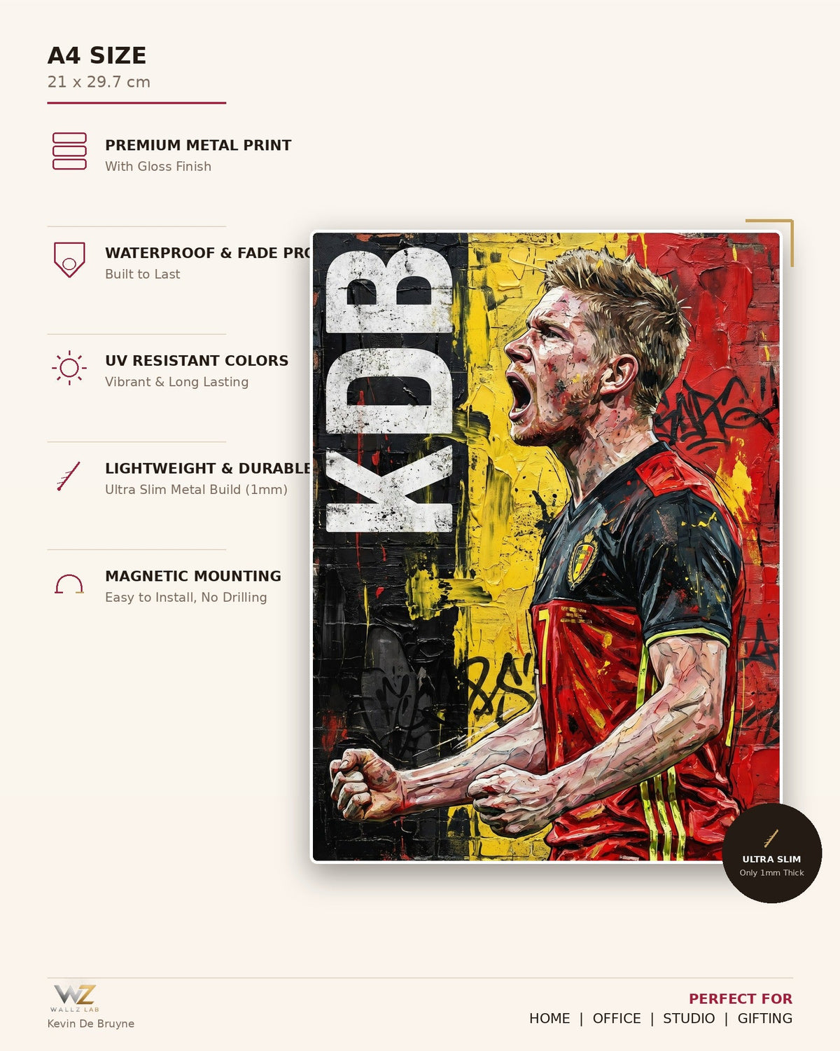 Kevin De Bruyne Metal Poster - size and features