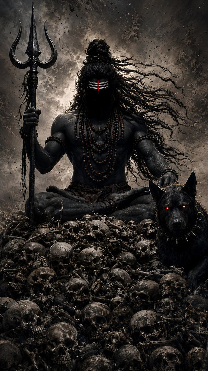 Shiva Aghori with Skulls and Dog Metal Poster